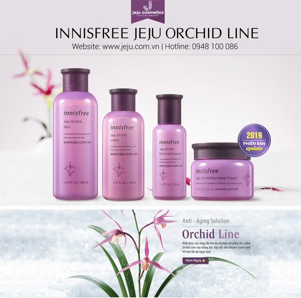 new 2019 bo san pham cham soc da toan dien innisfree jeju orchid line jeju cosmetics 1 1